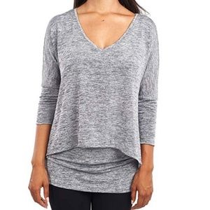 Joseph Ribkoff Heather Gray V-Neck Layered Tunic